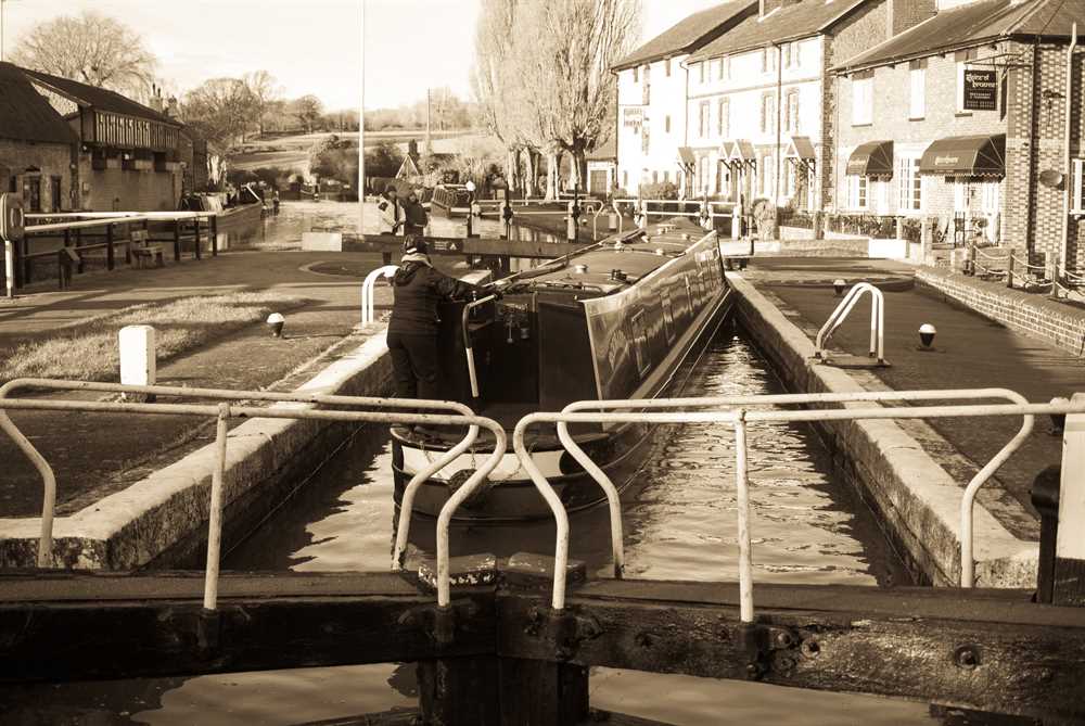 Stoke Bruerne Northamptonshire in Focus 3 Narrowboat in a lock Stoke Bruerne Northamptonshire
